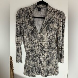 I. Cream & Black Shirt Ann Taylor Size M